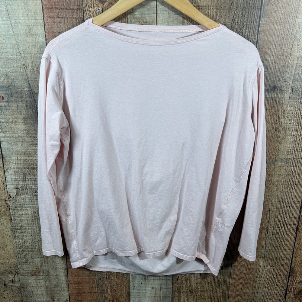 Lululemon Back In Action Long Sleeve Pink Pima Cotton Yoga Top Shirt Athleisure